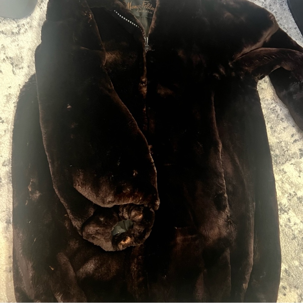 Vintage Manor-Feldman Chicago Fur Coat Brown Plush Zip-Up Jacket - Picture 13 of 13